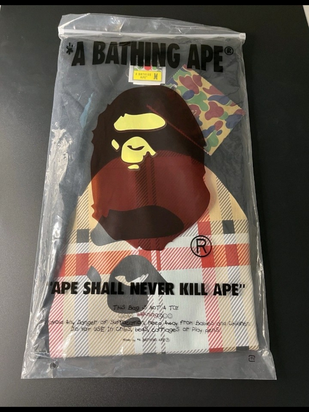 A Bathing Ape Men's Short Sleeve Tee - Black with Multicolor Graphic